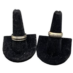 Set of two mens rings one sterling silver 925with wheat pattern one titanium mar